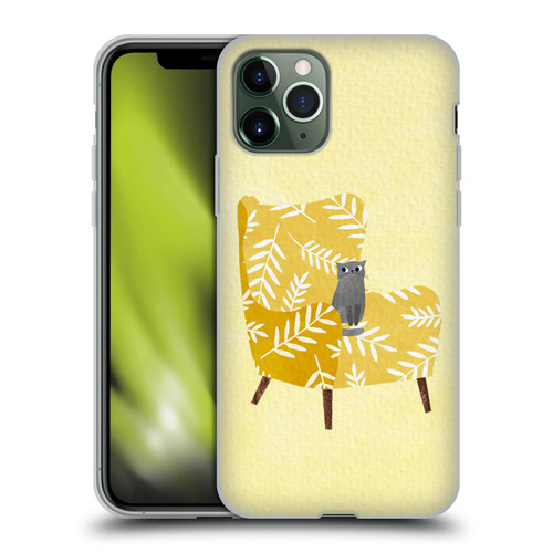Planet Cat Arm Chair Mustard Chair Cat Soft Gel Case for Apple iPhone 11 Pro