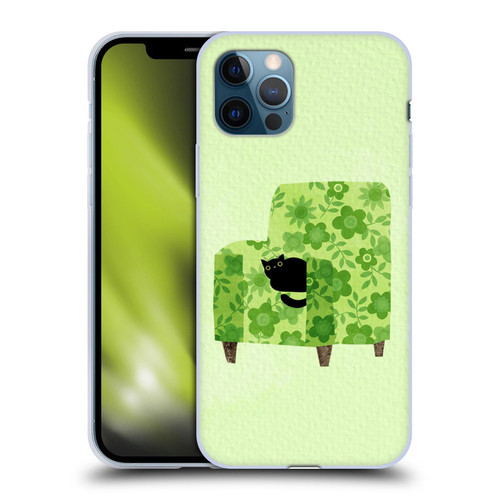 Planet Cat Arm Chair Pear Green Chair Cat Soft Gel Case for Apple iPhone 12 / iPhone 12 Pro