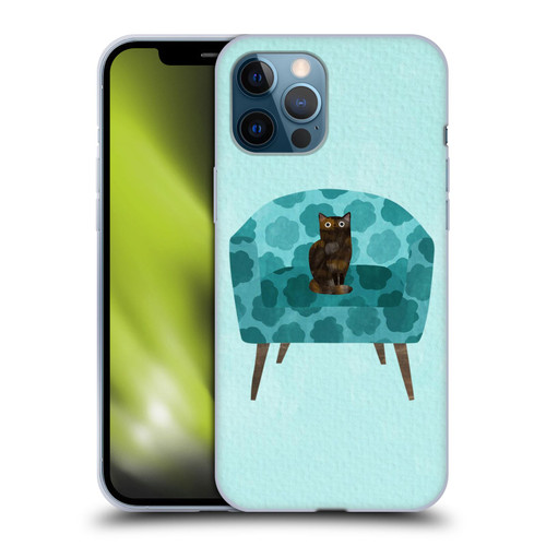 Planet Cat Arm Chair Teal Chair Cat Soft Gel Case for Apple iPhone 12 Pro Max