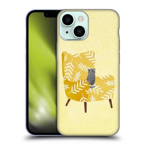 Planet Cat Arm Chair Mustard Chair Cat Soft Gel Case for Apple iPhone 13 Mini