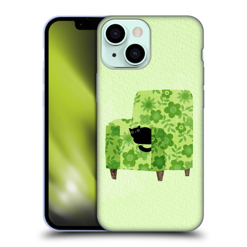 Planet Cat Arm Chair Pear Green Chair Cat Soft Gel Case for Apple iPhone 13 Mini