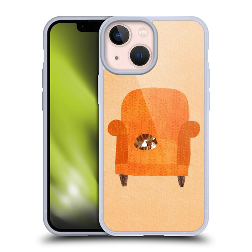 Planet Cat Arm Chair Orange Chair Cat Soft Gel Case for Apple iPhone 13 Mini