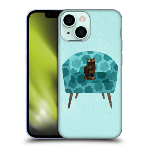 Planet Cat Arm Chair Teal Chair Cat Soft Gel Case for Apple iPhone 13 Mini