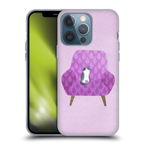 Planet Cat Arm Chair Lilac Chair Cat Soft Gel Case for Apple iPhone 13 Pro