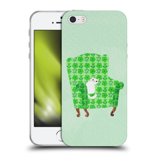 Planet Cat Arm Chair Spring Green Chair Cat Soft Gel Case for Apple iPhone 5 / 5s / iPhone SE 2016