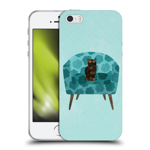 Planet Cat Arm Chair Teal Chair Cat Soft Gel Case for Apple iPhone 5 / 5s / iPhone SE 2016