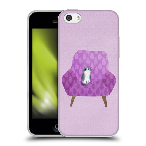 Planet Cat Arm Chair Lilac Chair Cat Soft Gel Case for Apple iPhone 5c