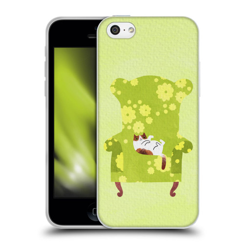 Planet Cat Arm Chair Lime Chair Cat Soft Gel Case for Apple iPhone 5c