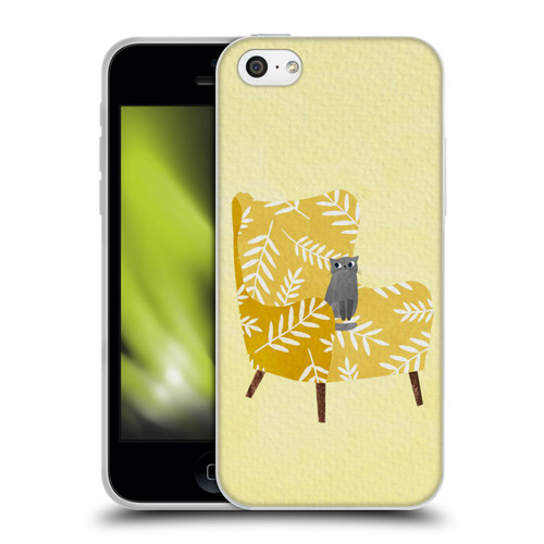 Planet Cat Arm Chair Mustard Chair Cat Soft Gel Case for Apple iPhone 5c