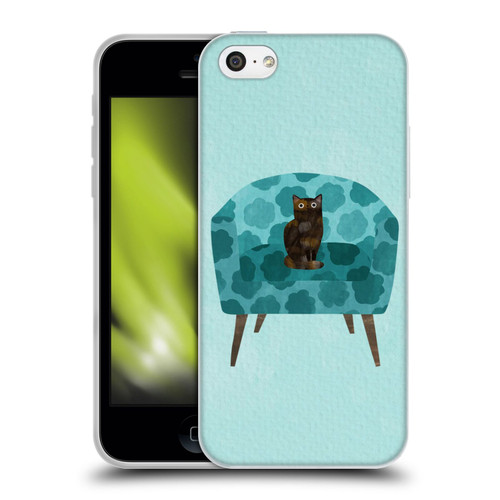 Planet Cat Arm Chair Teal Chair Cat Soft Gel Case for Apple iPhone 5c