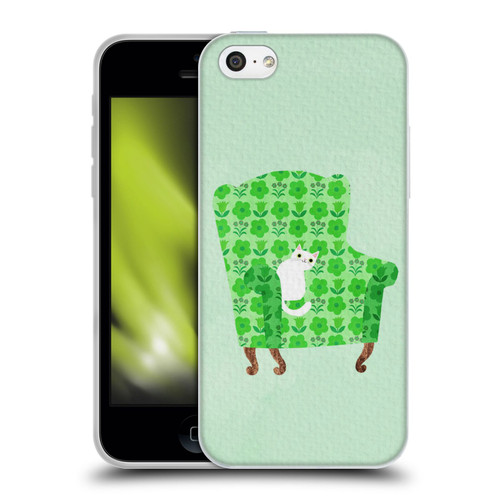 Planet Cat Arm Chair Spring Green Chair Cat Soft Gel Case for Apple iPhone 5c