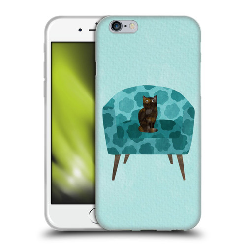 Planet Cat Arm Chair Teal Chair Cat Soft Gel Case for Apple iPhone 6 / iPhone 6s