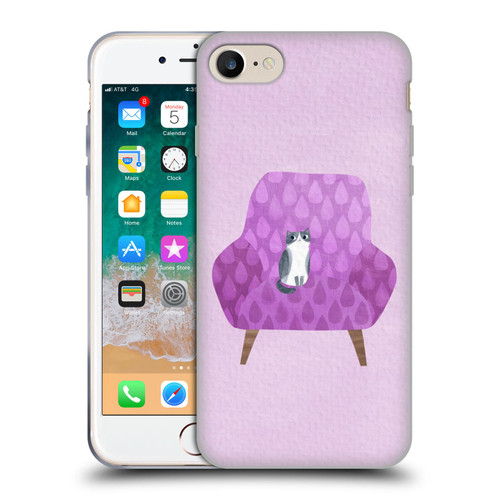 Planet Cat Arm Chair Lilac Chair Cat Soft Gel Case for Apple iPhone 7 / 8 / SE 2020 & 2022