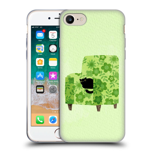 Planet Cat Arm Chair Pear Green Chair Cat Soft Gel Case for Apple iPhone 7 / 8 / SE 2020 & 2022