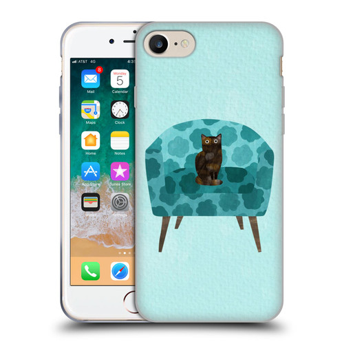 Planet Cat Arm Chair Teal Chair Cat Soft Gel Case for Apple iPhone 7 / 8 / SE 2020 & 2022