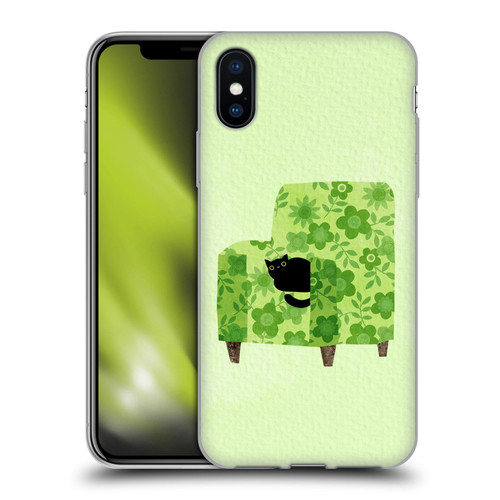 Planet Cat Arm Chair Pear Green Chair Cat Soft Gel Case for Apple iPhone X / iPhone XS