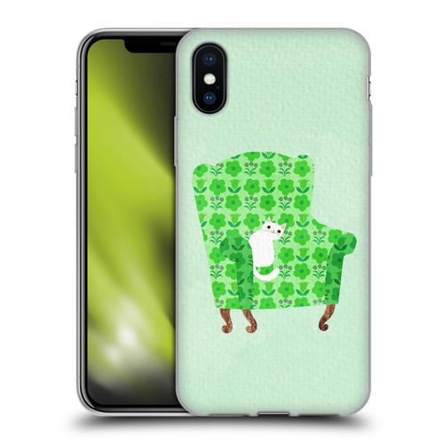 Planet Cat Arm Chair Spring Green Chair Cat Soft Gel Case for Apple iPhone X / iPhone XS