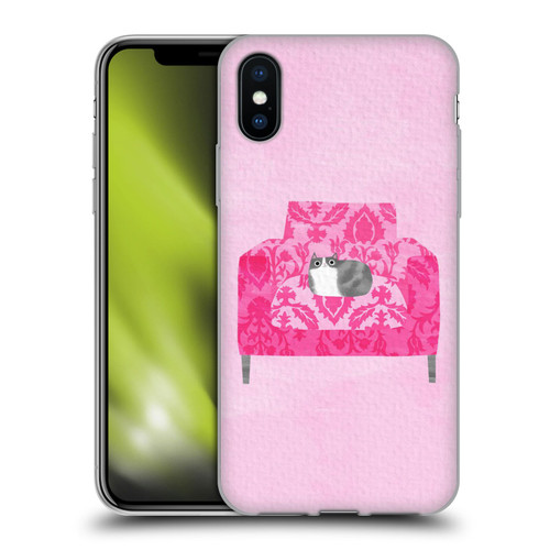 Planet Cat Arm Chair Rose Chair Cat Soft Gel Case for Apple iPhone X / iPhone XS