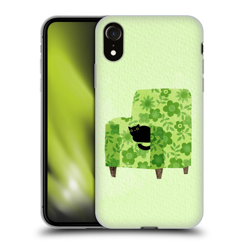 Planet Cat Arm Chair Pear Green Chair Cat Soft Gel Case for Apple iPhone XR