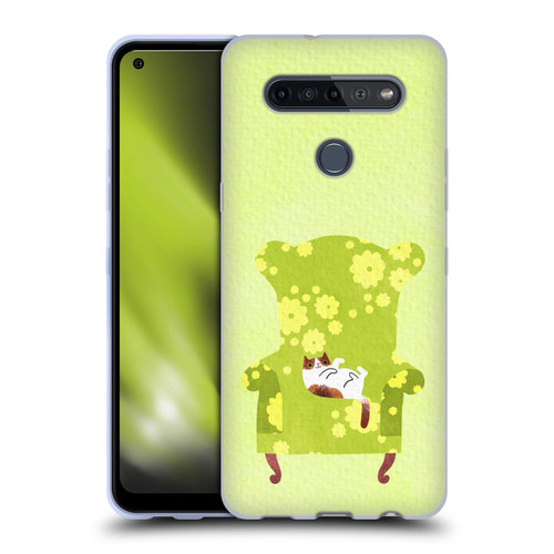 Planet Cat Arm Chair Lime Chair Cat Soft Gel Case for LG K51S