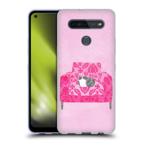 Planet Cat Arm Chair Rose Chair Cat Soft Gel Case for LG K51S