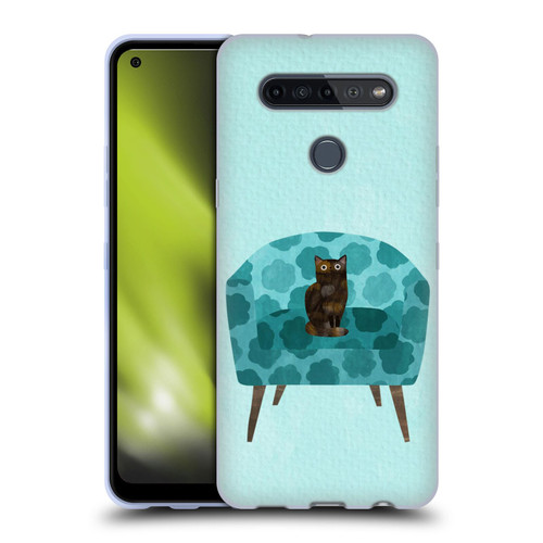 Planet Cat Arm Chair Teal Chair Cat Soft Gel Case for LG K51S