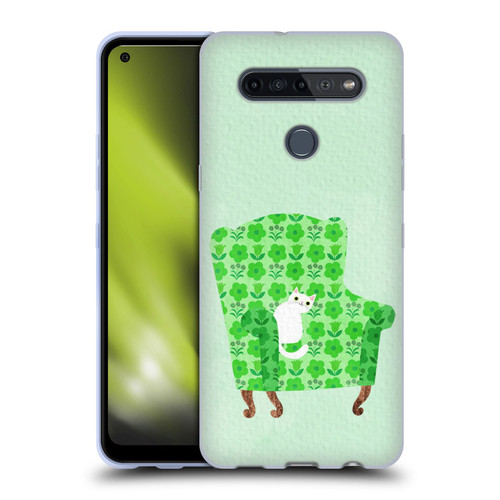 Planet Cat Arm Chair Spring Green Chair Cat Soft Gel Case for LG K51S