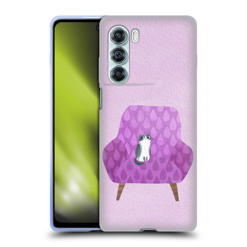 Planet Cat Arm Chair Lilac Chair Cat Soft Gel Case for Motorola Edge S30 / Moto G200 5G