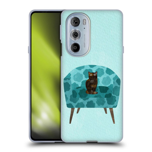 Planet Cat Arm Chair Teal Chair Cat Soft Gel Case for Motorola Edge X30