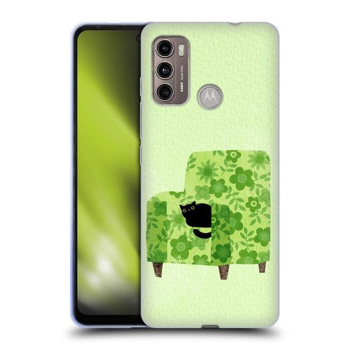 Planet Cat Arm Chair Pear Green Chair Cat Soft Gel Case for Motorola Moto G60 / Moto G40 Fusion