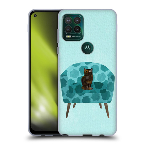 Planet Cat Arm Chair Teal Chair Cat Soft Gel Case for Motorola Moto G Stylus 5G 2021