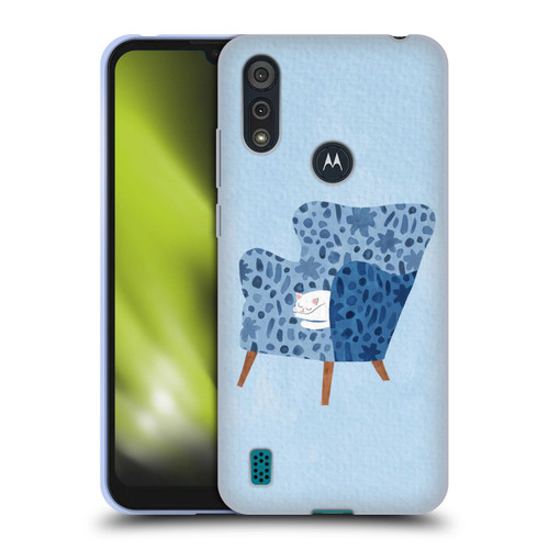 Planet Cat Arm Chair Cornflower Chair Cat Soft Gel Case for Motorola Moto E6s (2020)