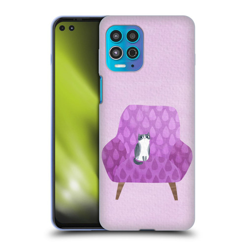 Planet Cat Arm Chair Lilac Chair Cat Soft Gel Case for Motorola Moto G100