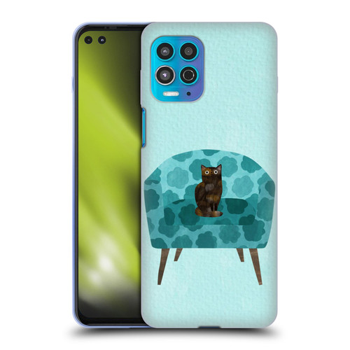 Planet Cat Arm Chair Teal Chair Cat Soft Gel Case for Motorola Moto G100