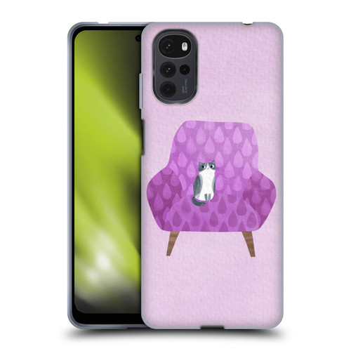 Planet Cat Arm Chair Lilac Chair Cat Soft Gel Case for Motorola Moto G22
