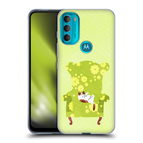 Planet Cat Arm Chair Lime Chair Cat Soft Gel Case for Motorola Moto G71 5G