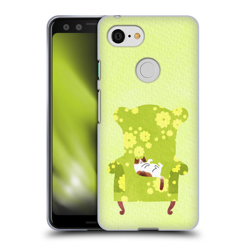 Planet Cat Arm Chair Lime Chair Cat Soft Gel Case for Google Pixel 3