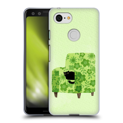 Planet Cat Arm Chair Pear Green Chair Cat Soft Gel Case for Google Pixel 3