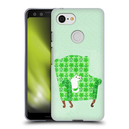 Planet Cat Arm Chair Spring Green Chair Cat Soft Gel Case for Google Pixel 3