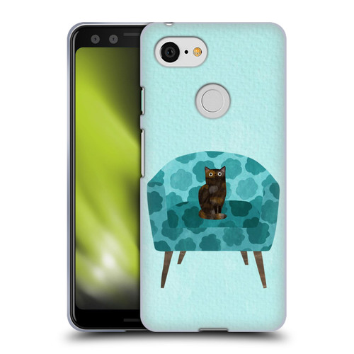 Planet Cat Arm Chair Teal Chair Cat Soft Gel Case for Google Pixel 3