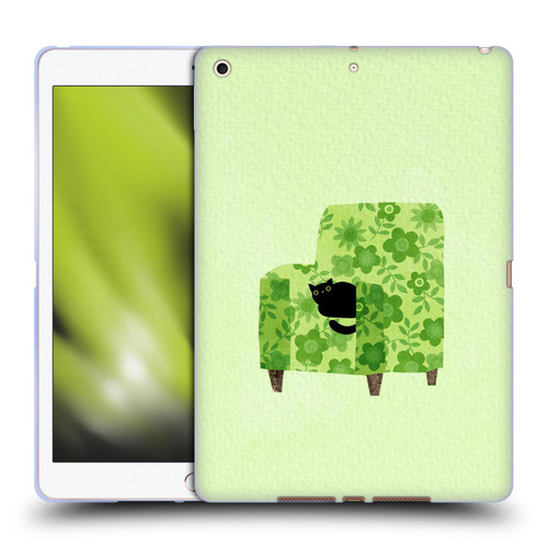 Planet Cat Arm Chair Pear Green Chair Cat Soft Gel Case for Apple iPad 10.2 2019/2020/2021