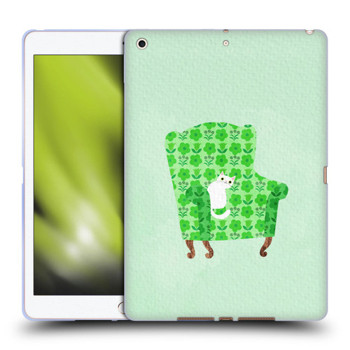 Planet Cat Arm Chair Spring Green Chair Cat Soft Gel Case for Apple iPad 10.2 2019/2020/2021