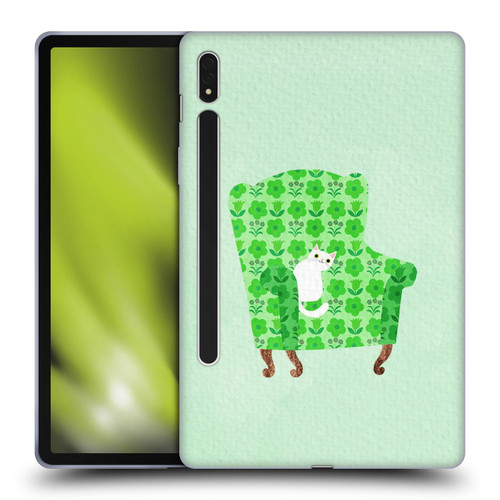 Planet Cat Arm Chair Spring Green Chair Cat Soft Gel Case for Samsung Galaxy Tab S8