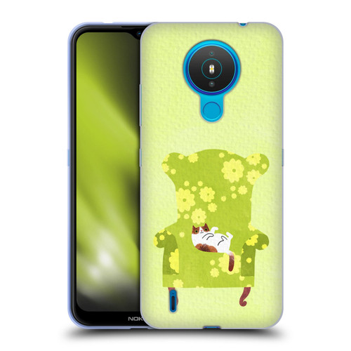 Planet Cat Arm Chair Lime Chair Cat Soft Gel Case for Nokia 1.4