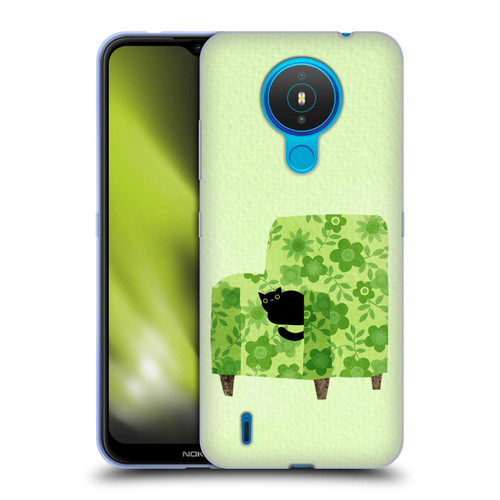 Planet Cat Arm Chair Pear Green Chair Cat Soft Gel Case for Nokia 1.4