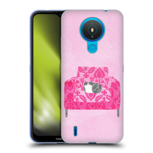 Planet Cat Arm Chair Rose Chair Cat Soft Gel Case for Nokia 1.4