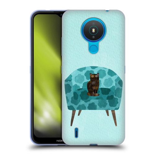 Planet Cat Arm Chair Teal Chair Cat Soft Gel Case for Nokia 1.4