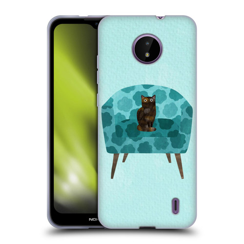 Planet Cat Arm Chair Teal Chair Cat Soft Gel Case for Nokia C10 / C20