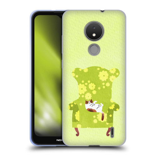 Planet Cat Arm Chair Lime Chair Cat Soft Gel Case for Nokia C21