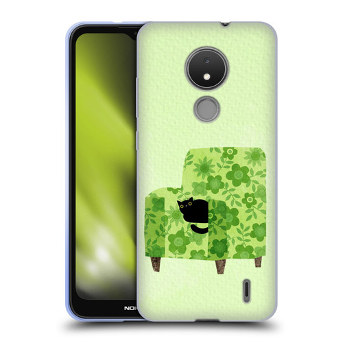 Planet Cat Arm Chair Pear Green Chair Cat Soft Gel Case for Nokia C21